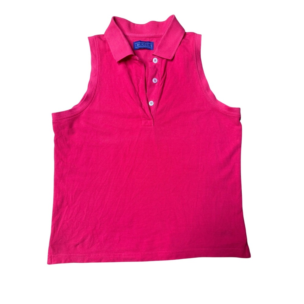 J. McLaughlin Womens Sleeveless Polo Shirt Pink‎ Pima Cotton Top M